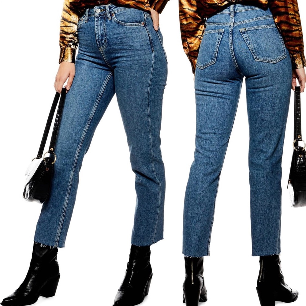 Topshop Raw Hem Crop Straight Leg Jeans